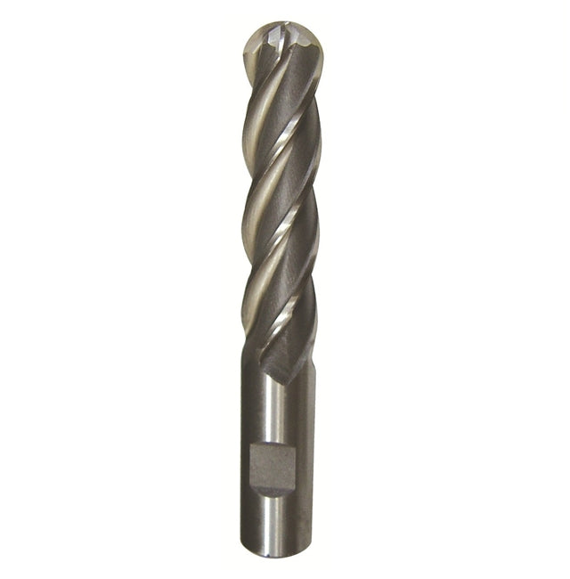 Drill America DWCF1114 7/16" X 1/2" HSS 4 Flute Single End Ball End Mill, Qualtech, DWCF1114