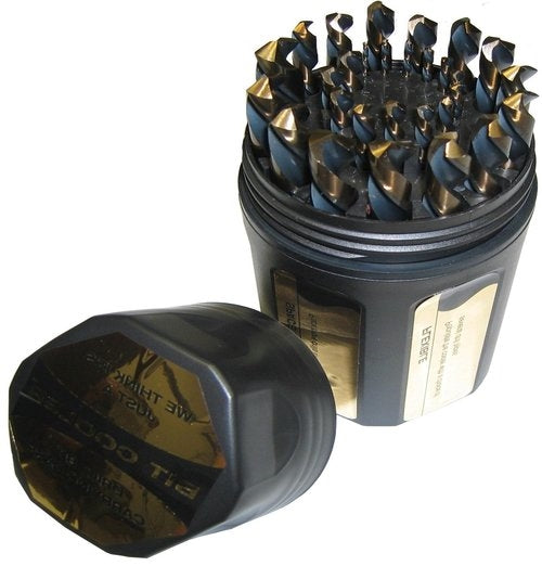 Drill America DWD29J-BG-PC 1/16"-1/2"x64ths Black and Gold Drill Bit Set, Plastic Case, Qualtech, DWD29J-BG-PC