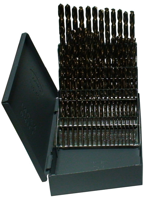 Drill America DWD60J-CO-SET #1-#60 60 Piece Cobalt Jobber Length Drill Bit Set, Qualtech, DWD60J-CO-SET