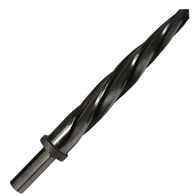 Drill America DWRRBSS3/4 3/4" HSS 1/2" Straight Shank Bridge Reamer  Bridge reamers are used to align existing holes prior to bolt or rivet installation. Point is tapered to permit entry into overlapping holes. Three symmetrically places flats on shank pr