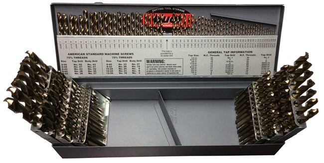 Drill America D/A115J-CO-SET #1-60, A-Z & 1/16-1/2x64ths 115-Piece Cobalt Jobber Length Drill Bits Set, Qualtec